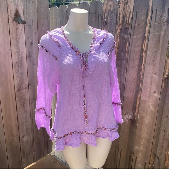 Sunday Saint Tropez Lavender Ruffled tunic - Picture 1 of 9